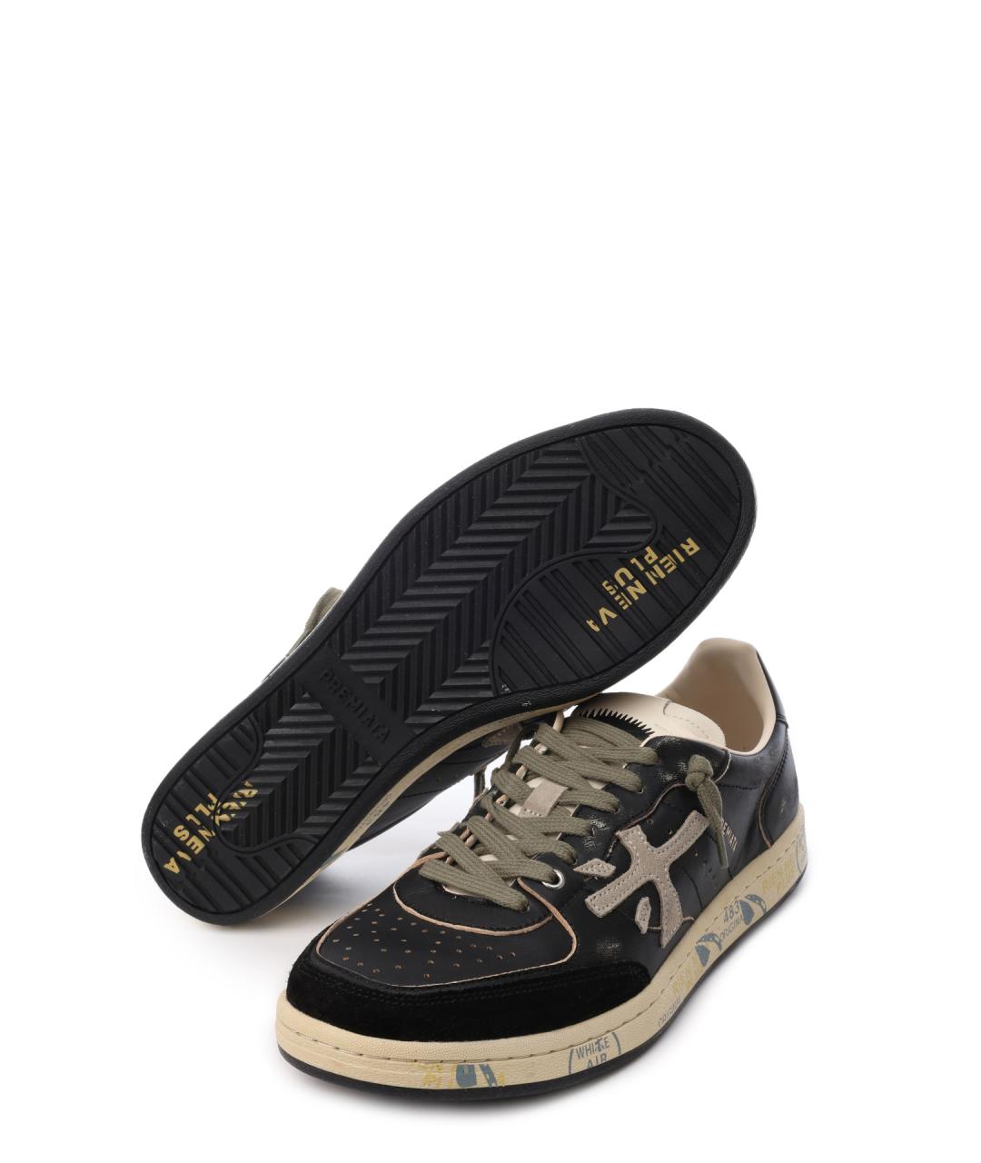 PREMIATA Черные кожаные низкие кроссовки / кеды, фото 4