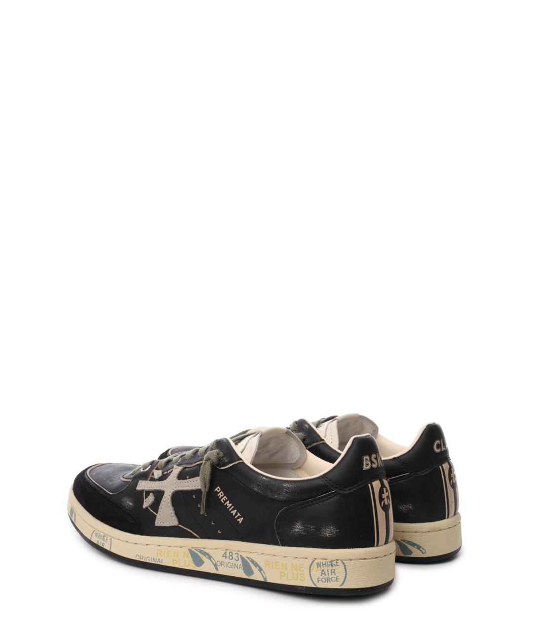 PREMIATA Черные кожаные низкие кроссовки / кеды, фото 3