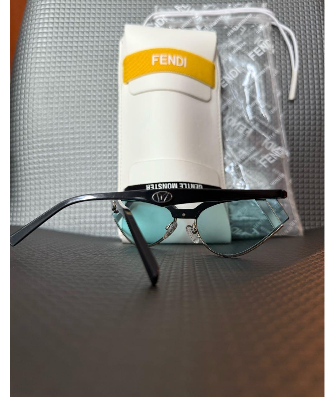 FENDI Голубые пластиковые солнцезащитные очки, фото 3