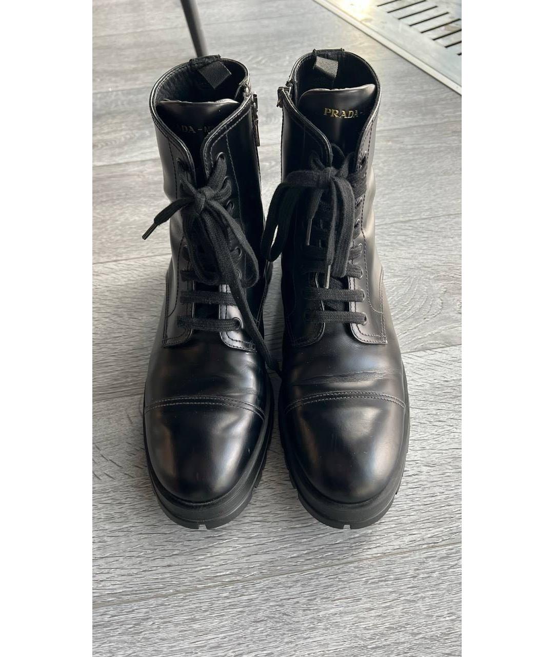 PRADA Черные кожаные ботинки, фото 2