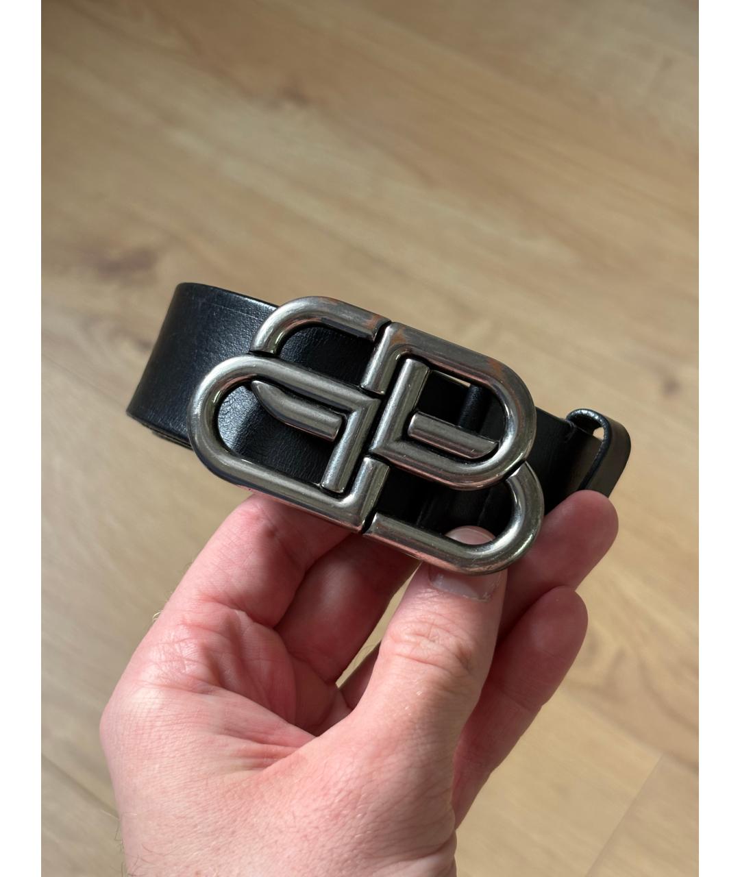 BALENCIAGA Черный кожаный ремень, фото 6
