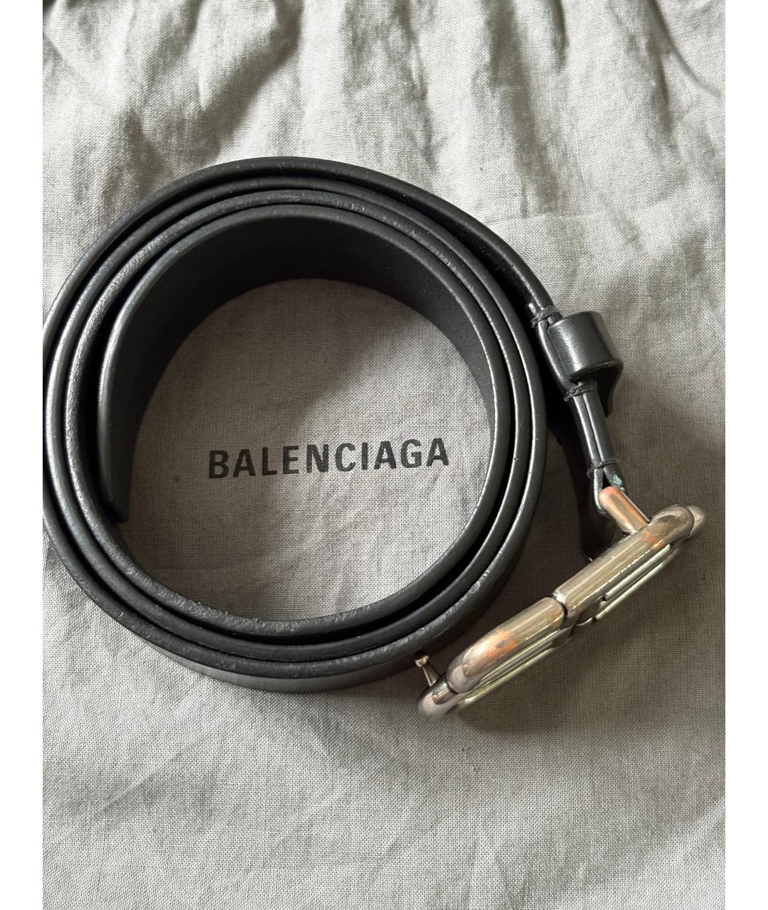 BALENCIAGA Черный кожаный ремень, фото 5