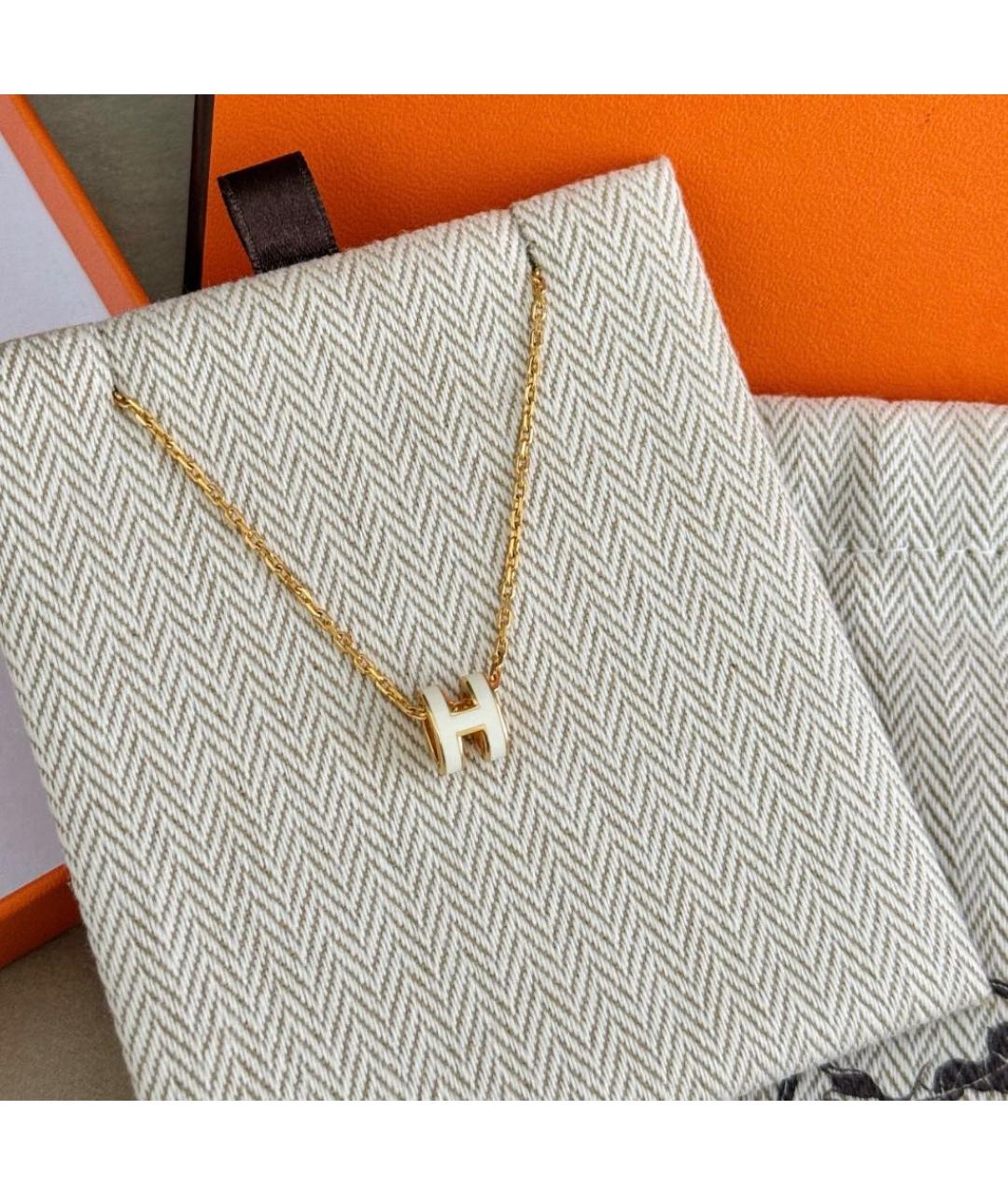 HERMES Белая металлическая подвеска, фото 4