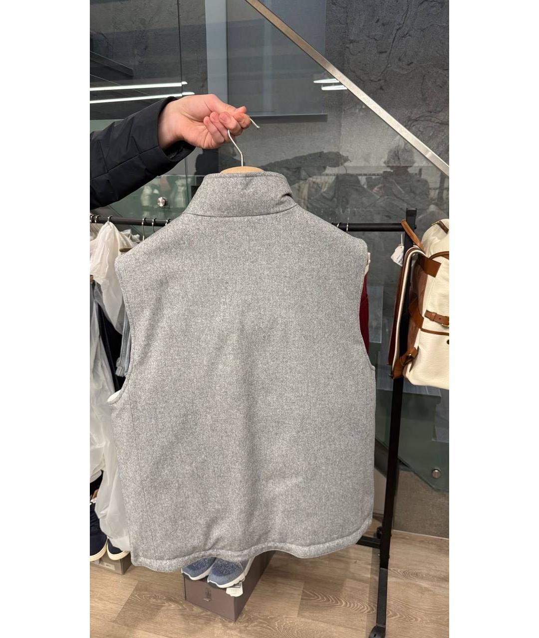 BRUNELLO CUCINELLI Серый шерстяной жилет, фото 2