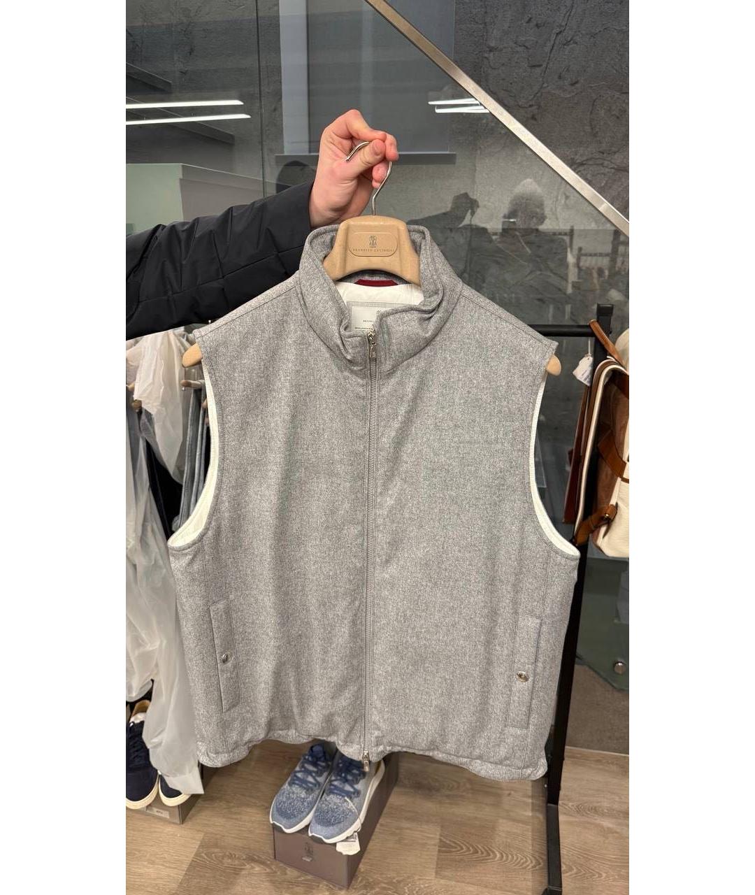 BRUNELLO CUCINELLI Серый шерстяной жилет, фото 5