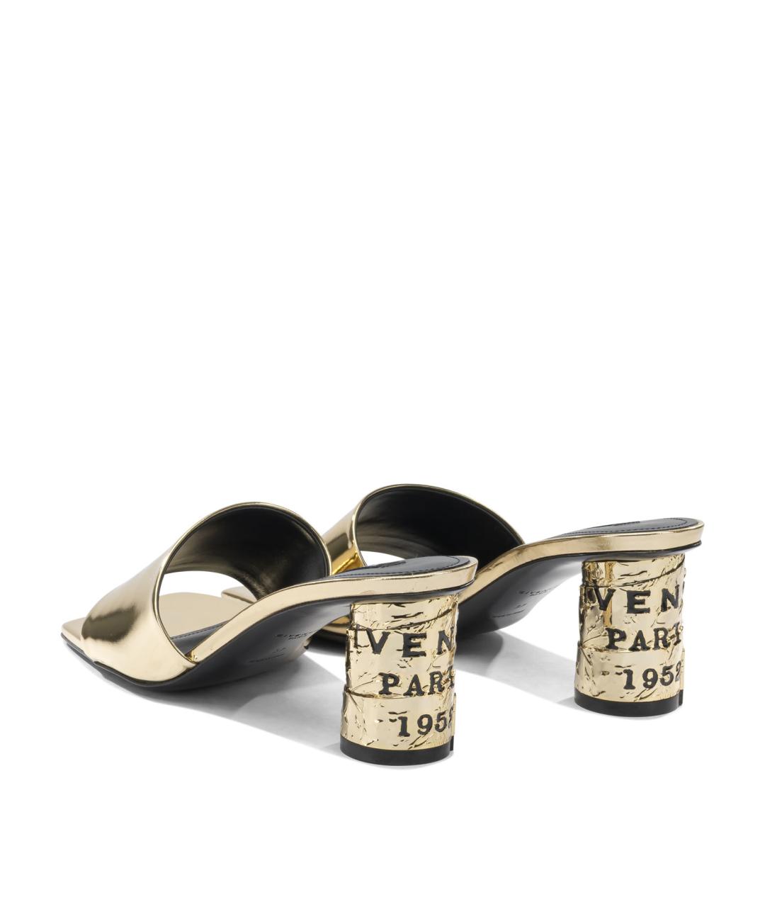 GIVENCHY Золотые кожаные босоножки, фото 4
