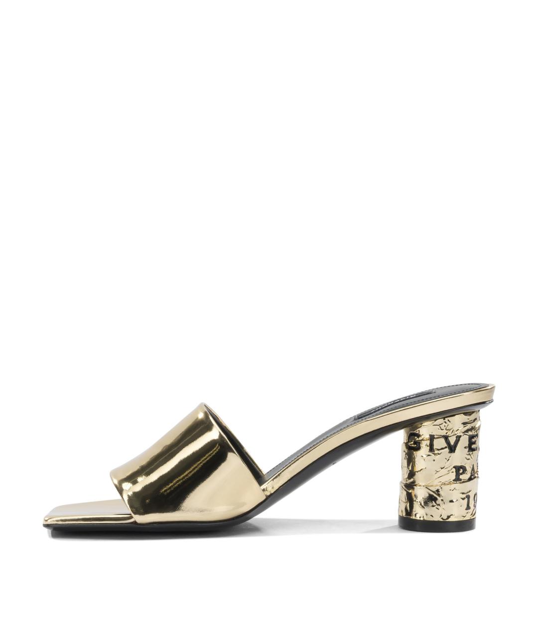 GIVENCHY Золотые кожаные босоножки, фото 3