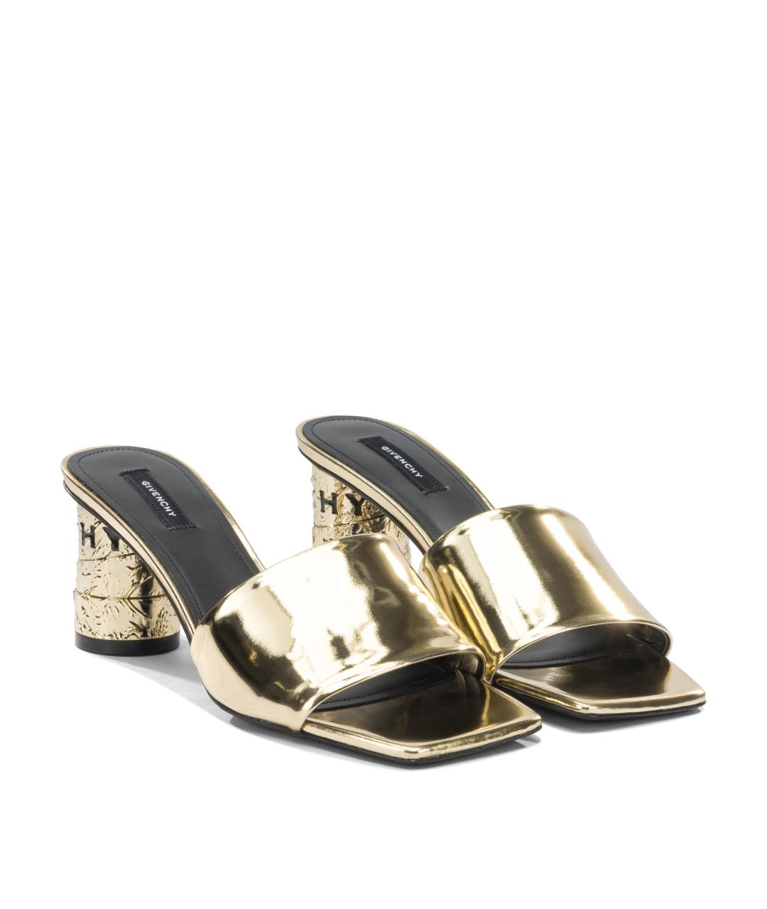GIVENCHY Золотые кожаные босоножки, фото 2