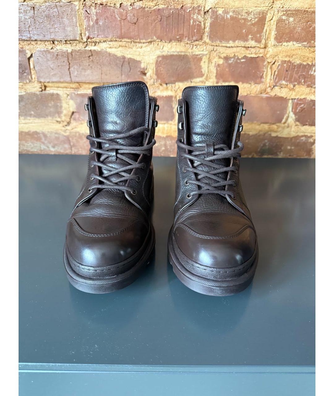 BRUNELLO CUCINELLI Коричневые кожаные высокие ботинки, фото 2