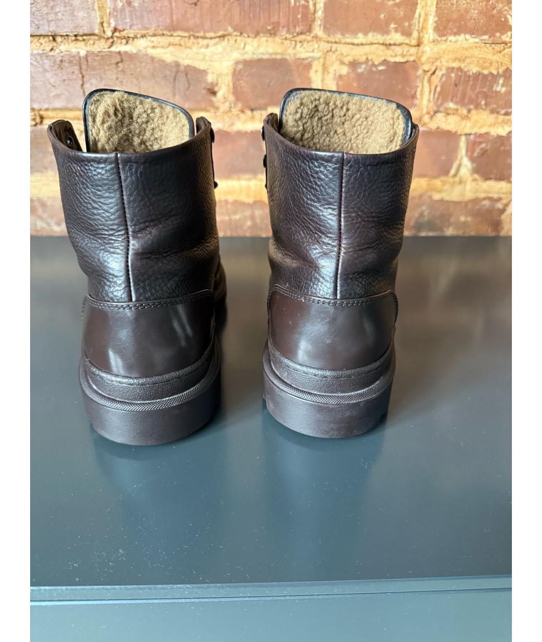 BRUNELLO CUCINELLI Коричневые кожаные высокие ботинки, фото 4