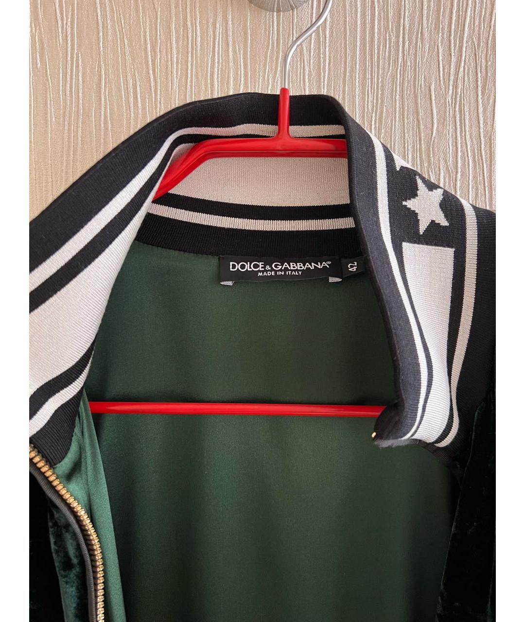 DOLCE&GABBANA Зеленый бархатный костюм с брюками, фото 3