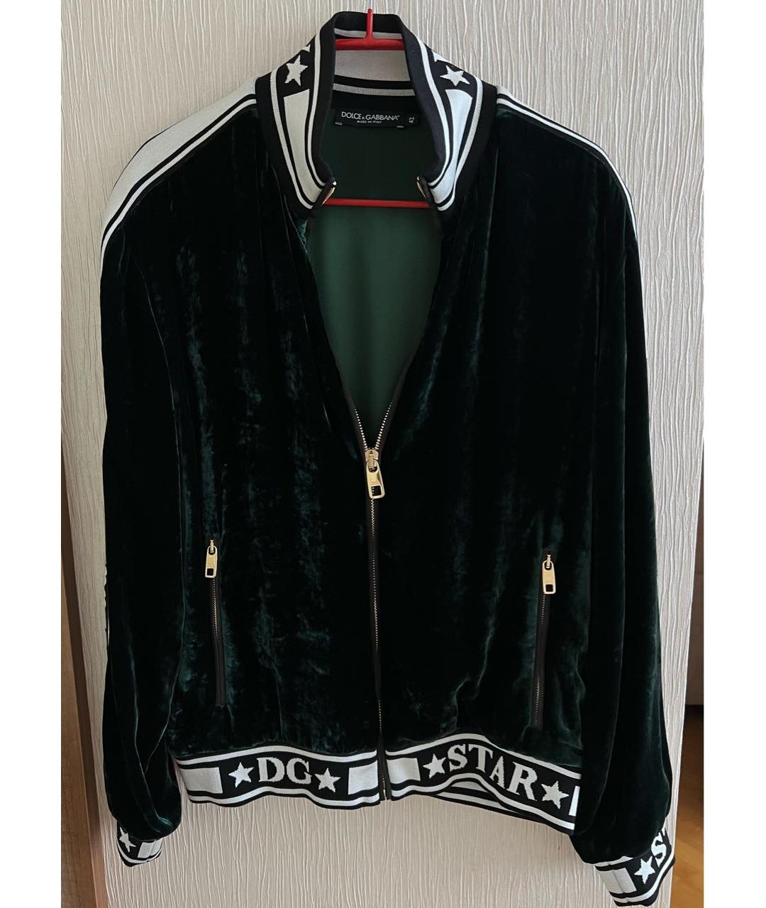 DOLCE&GABBANA Зеленый бархатный костюм с брюками, фото 5