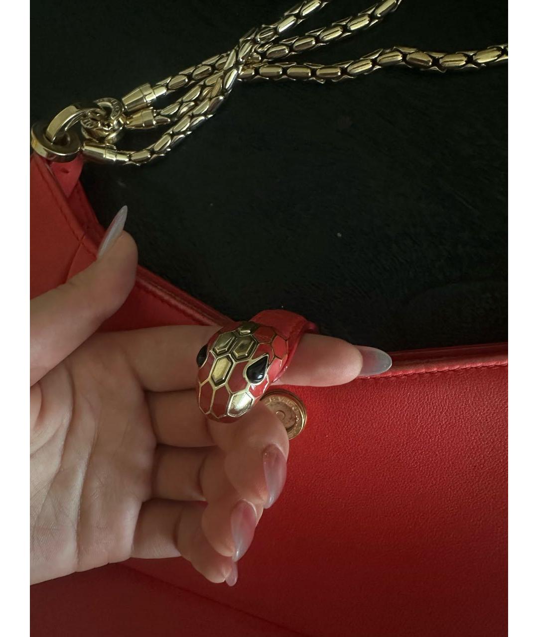 BVLGARI Коралловая кожаная сумка с короткими ручками, фото 4