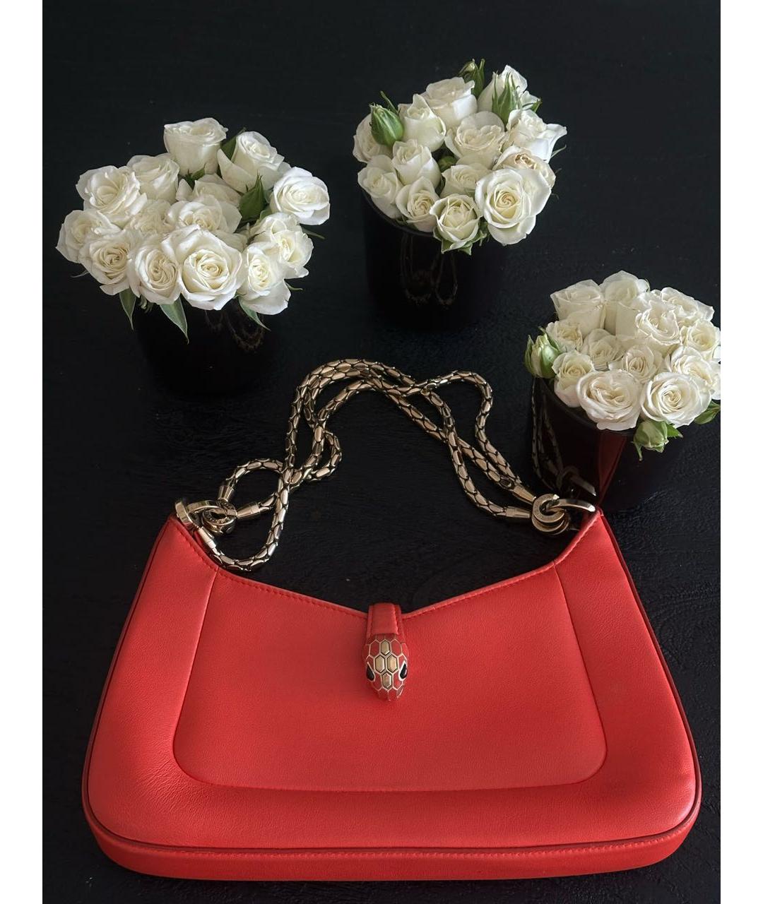 BVLGARI Коралловая кожаная сумка с короткими ручками, фото 2