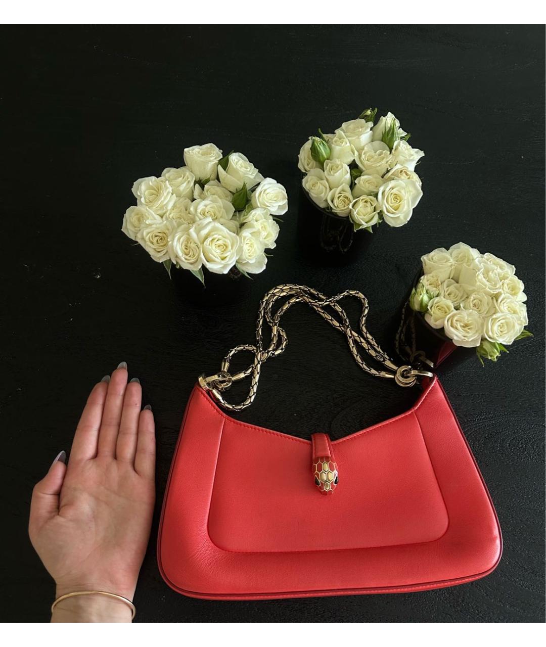 BVLGARI Коралловая кожаная сумка с короткими ручками, фото 3