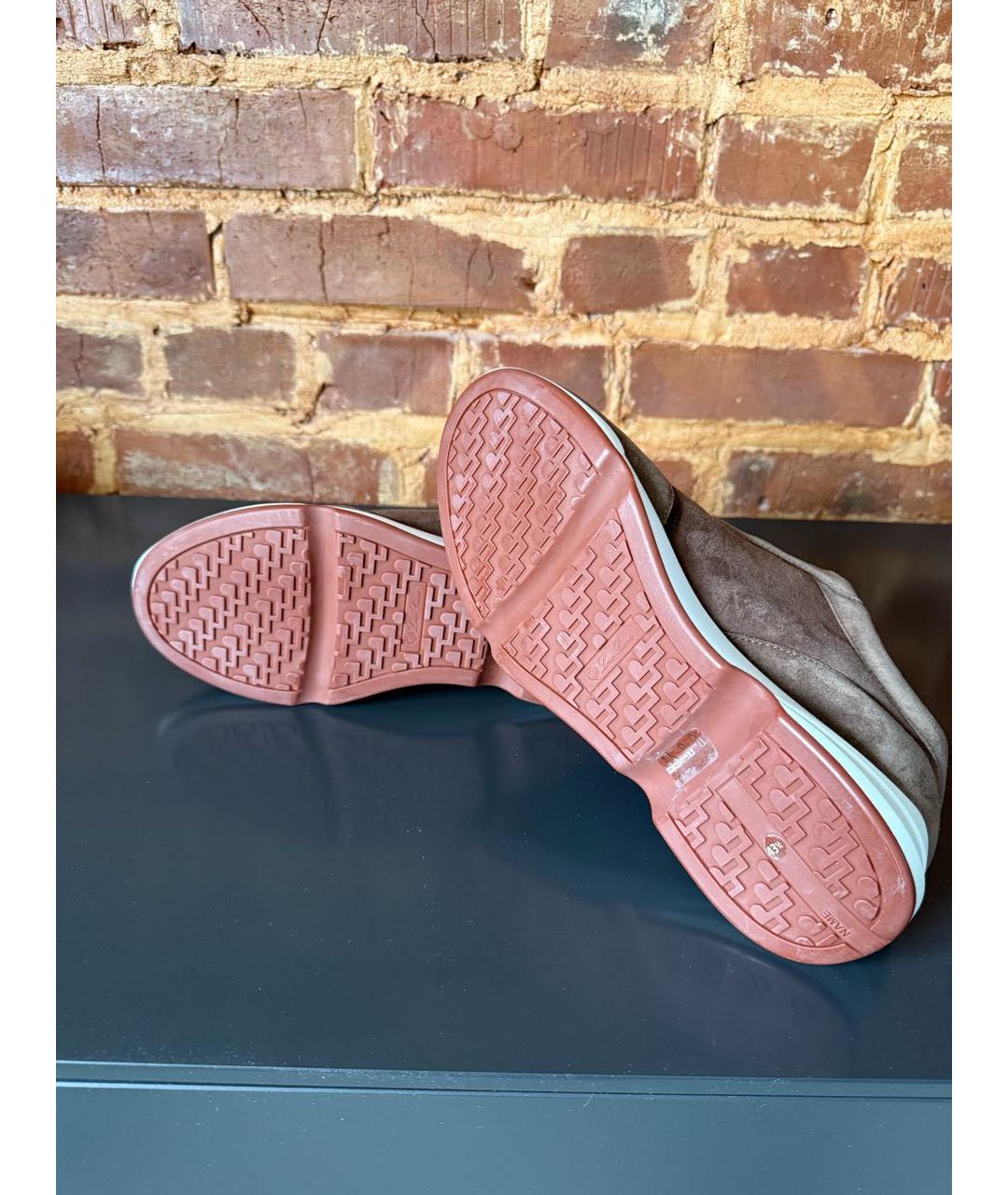 LORO PIANA Коричневые замшевые низкие кроссовки / кеды, фото 5