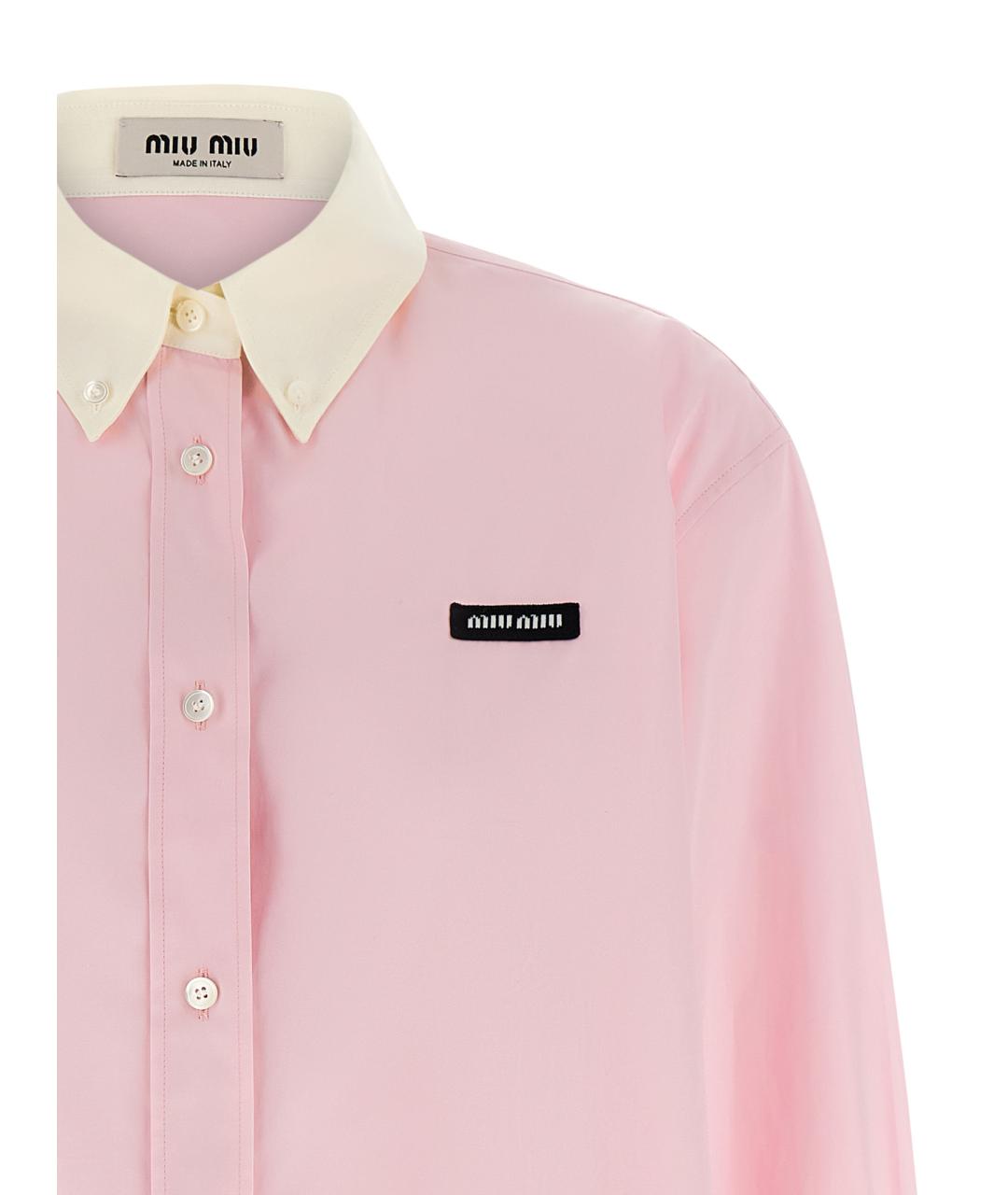 MIU MIU Розовая хлопковая рубашка, фото 3