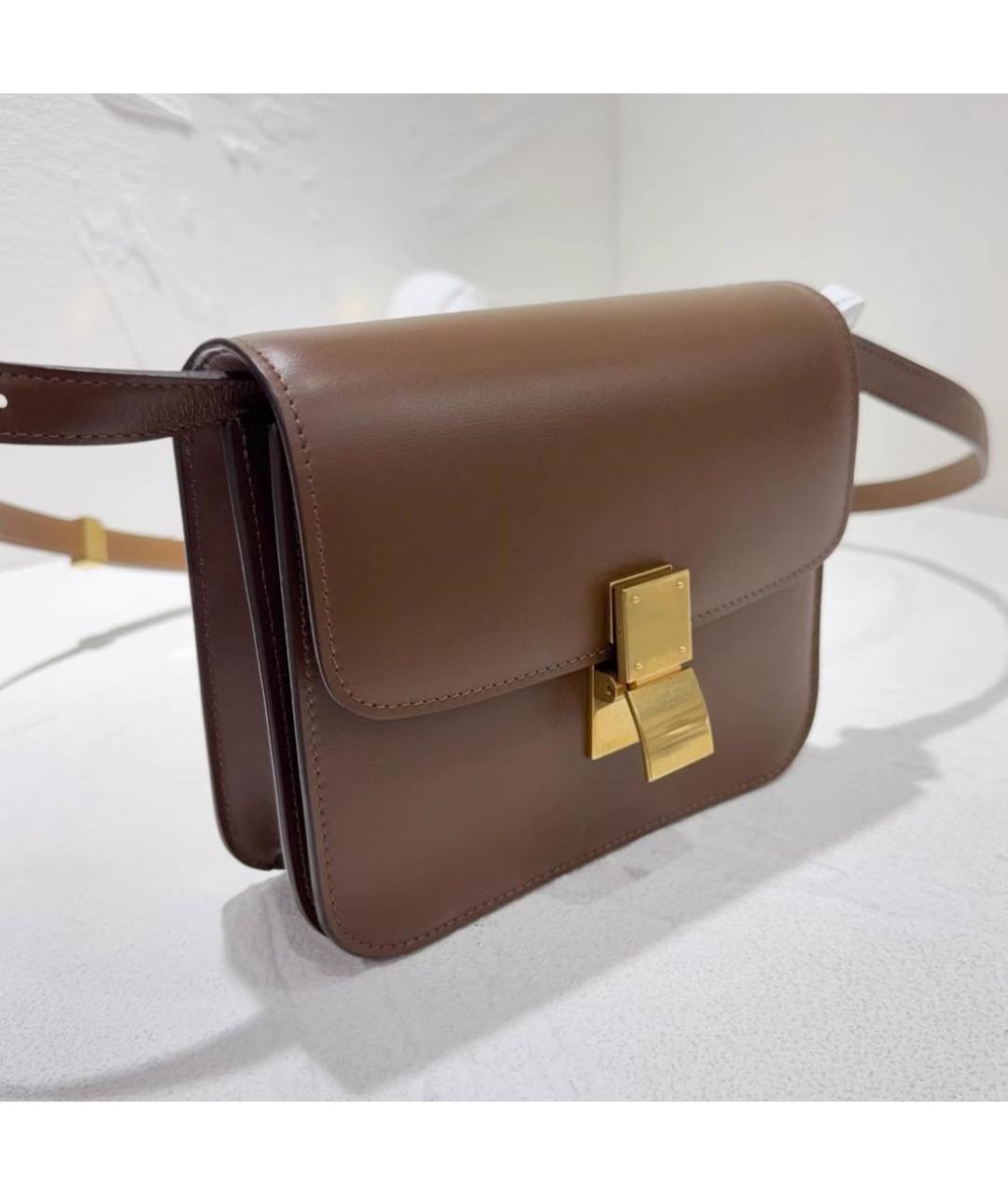 CELINE Коричневая кожаная сумка через плечо, фото 3