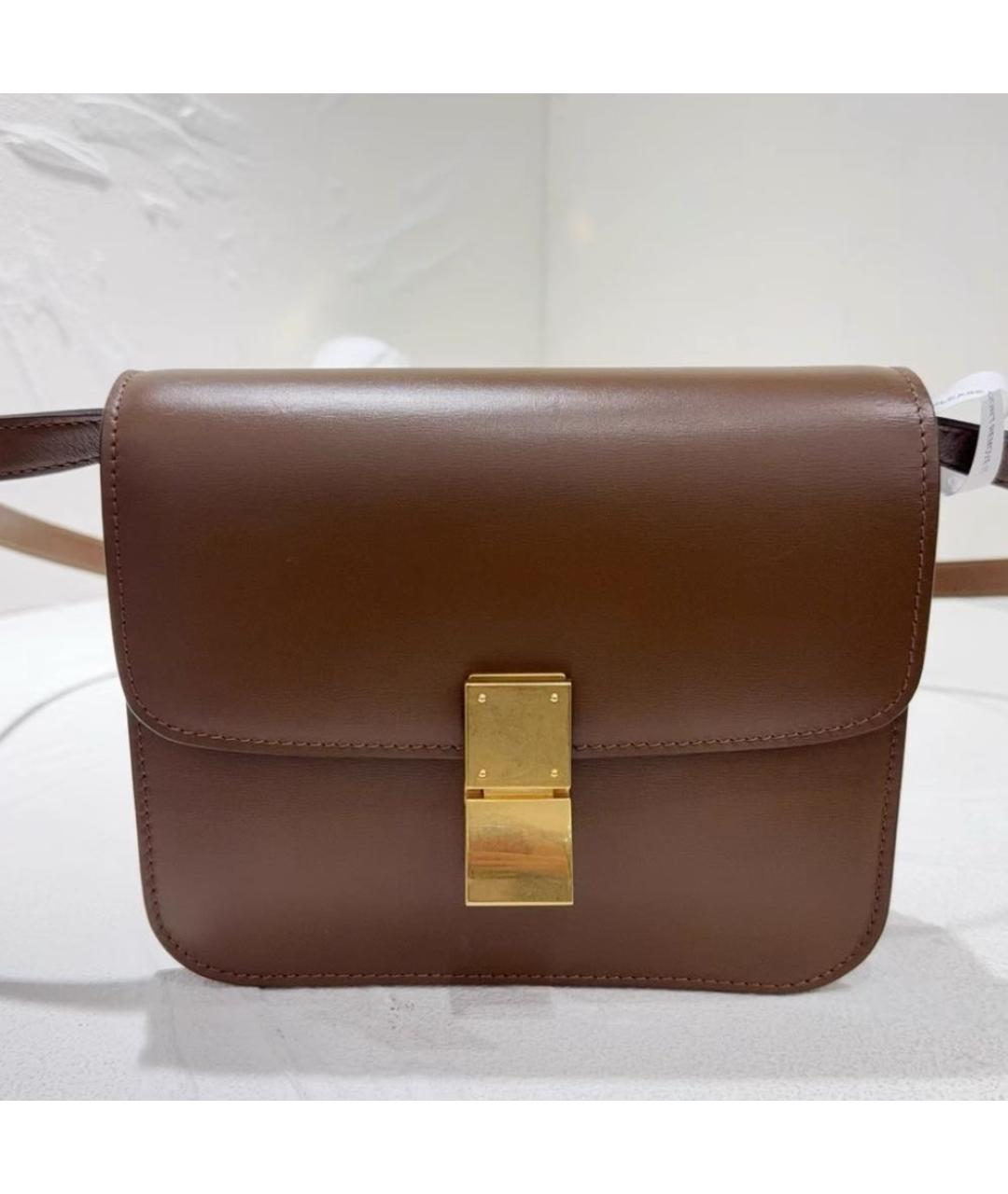 CELINE Коричневая кожаная сумка через плечо, фото 2