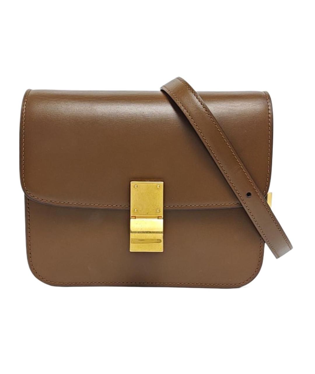 CELINE Коричневая кожаная сумка через плечо, фото 5