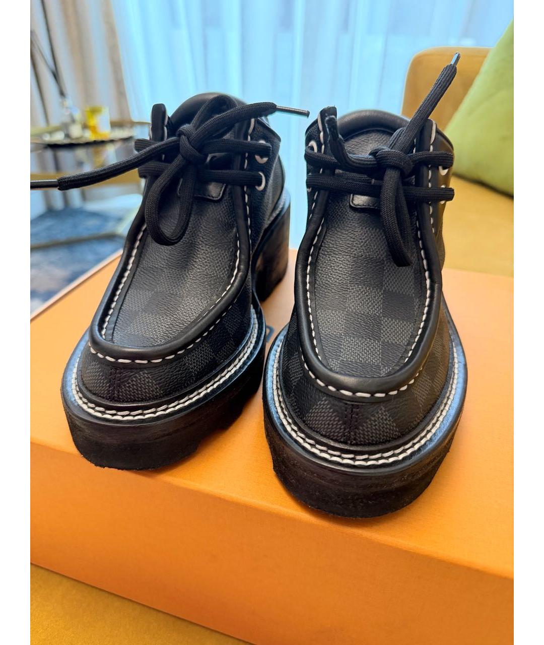 LOUIS VUITTON Черные кожаные брогги и оксфорды, фото 2