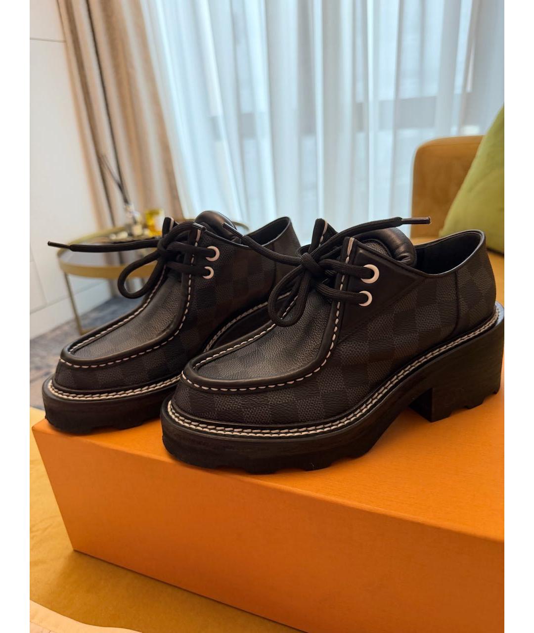 LOUIS VUITTON Черные кожаные брогги и оксфорды, фото 6