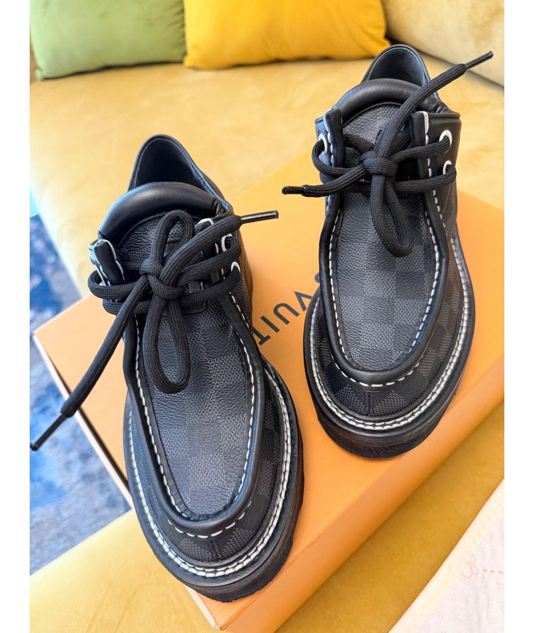 LOUIS VUITTON Черные кожаные брогги и оксфорды, фото 4
