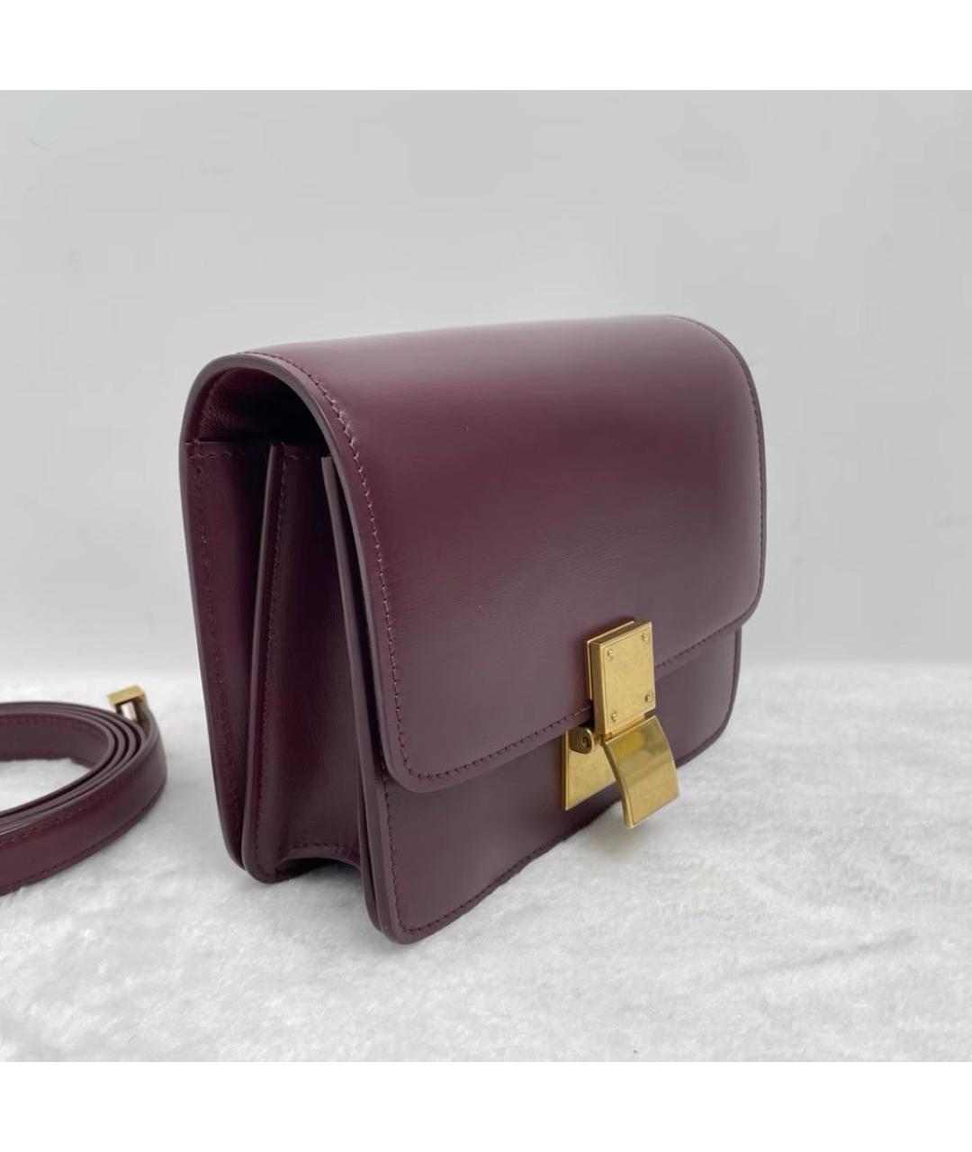 CELINE Бордовая кожаная сумка через плечо, фото 7