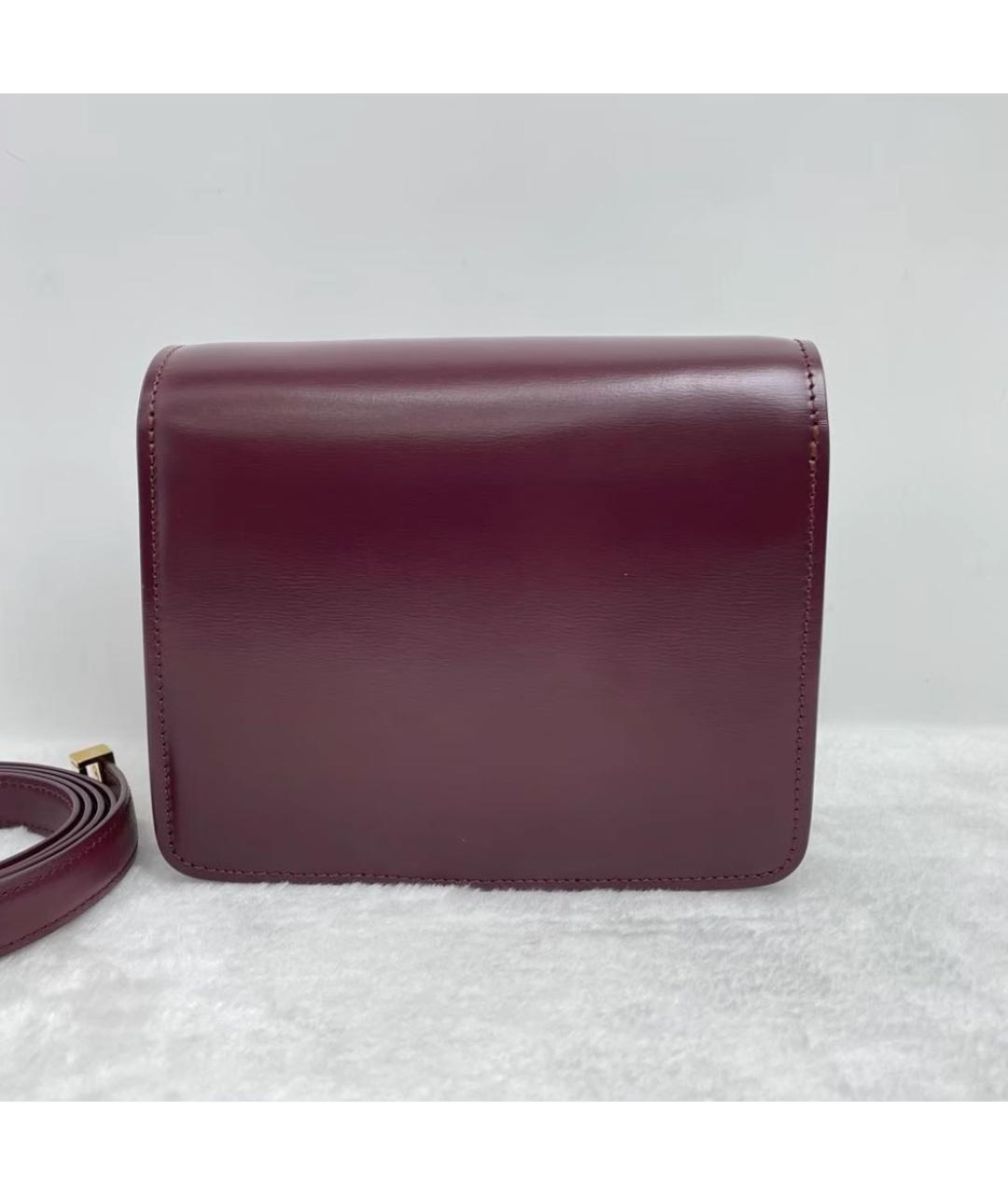 CELINE Бордовая кожаная сумка через плечо, фото 5
