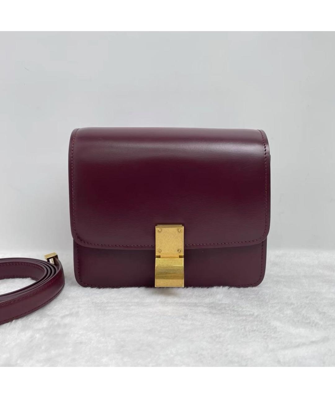 CELINE Бордовая кожаная сумка через плечо, фото 2