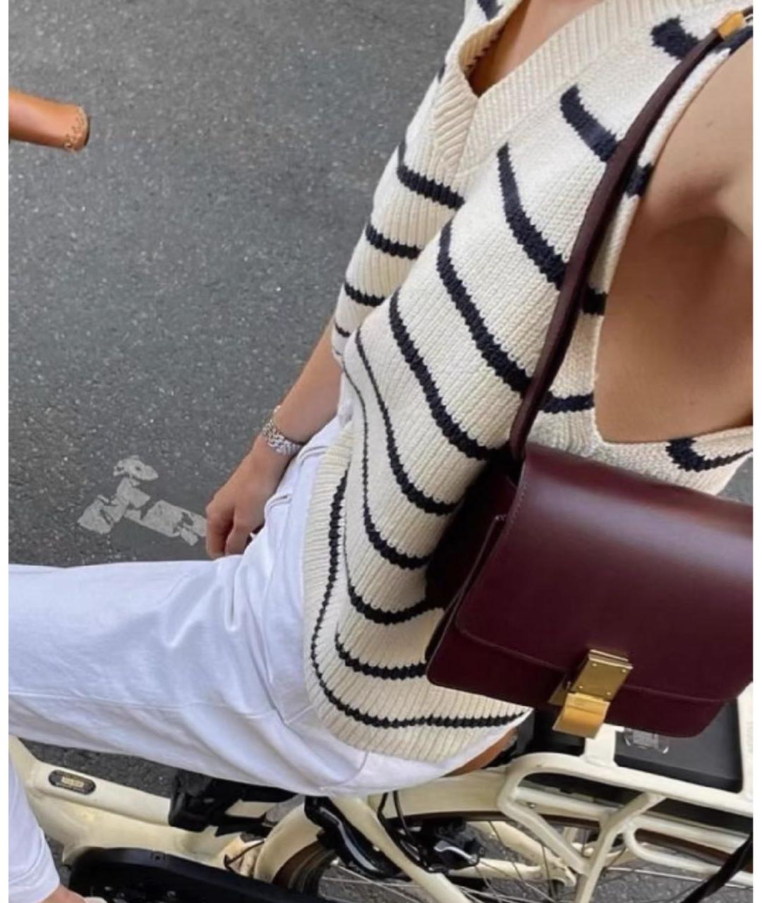 CELINE Бордовая кожаная сумка через плечо, фото 3