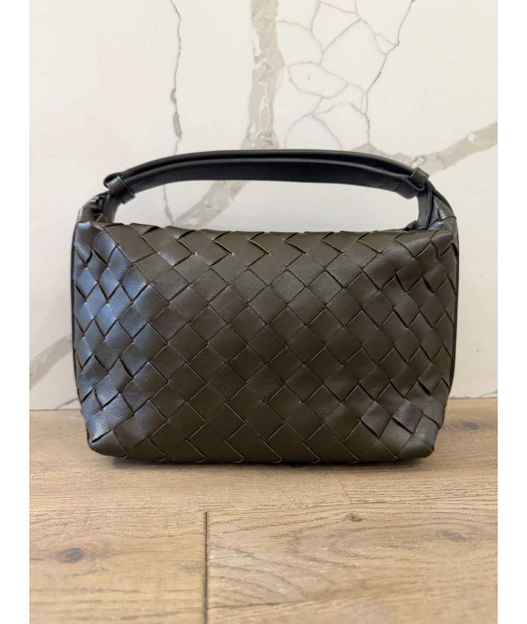 BOTTEGA VENETA Хаки кожаная сумка с короткими ручками, фото 5