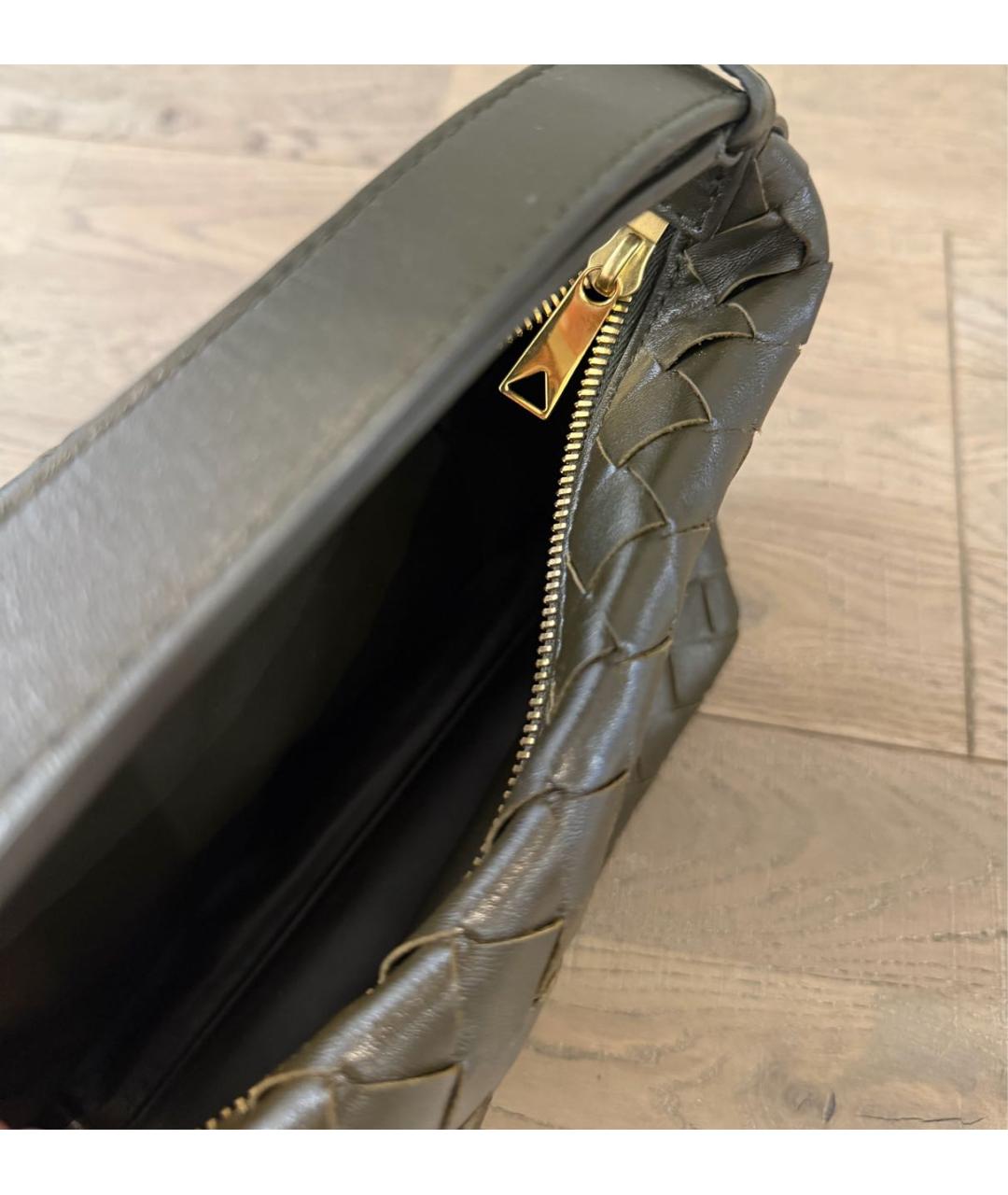 BOTTEGA VENETA Хаки кожаная сумка с короткими ручками, фото 4