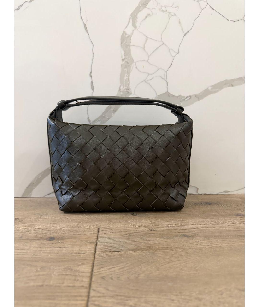 BOTTEGA VENETA Хаки кожаная сумка с короткими ручками, фото 3