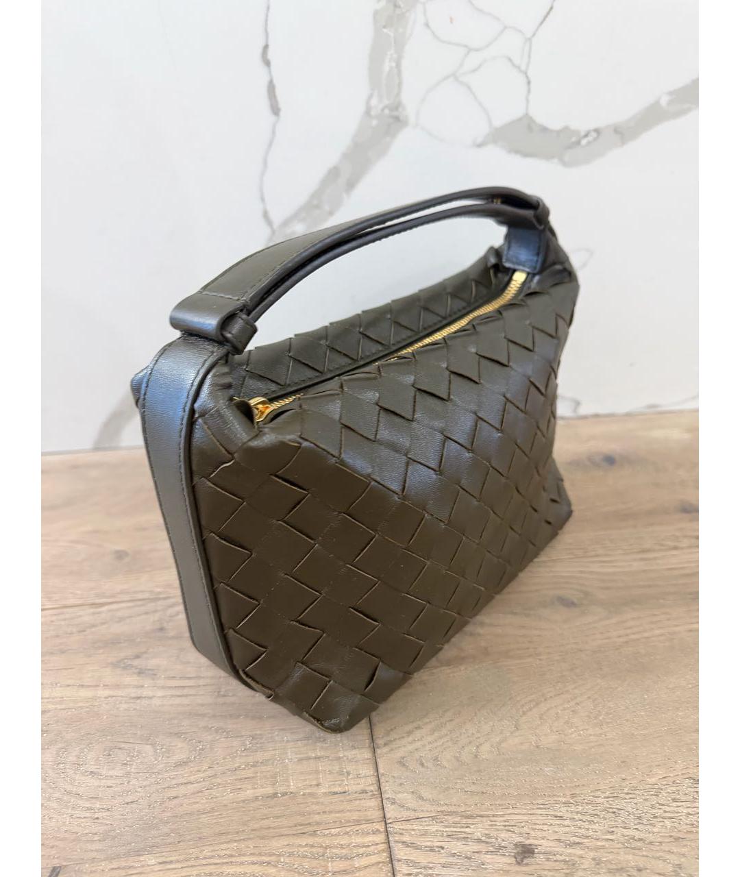 BOTTEGA VENETA Хаки кожаная сумка с короткими ручками, фото 2