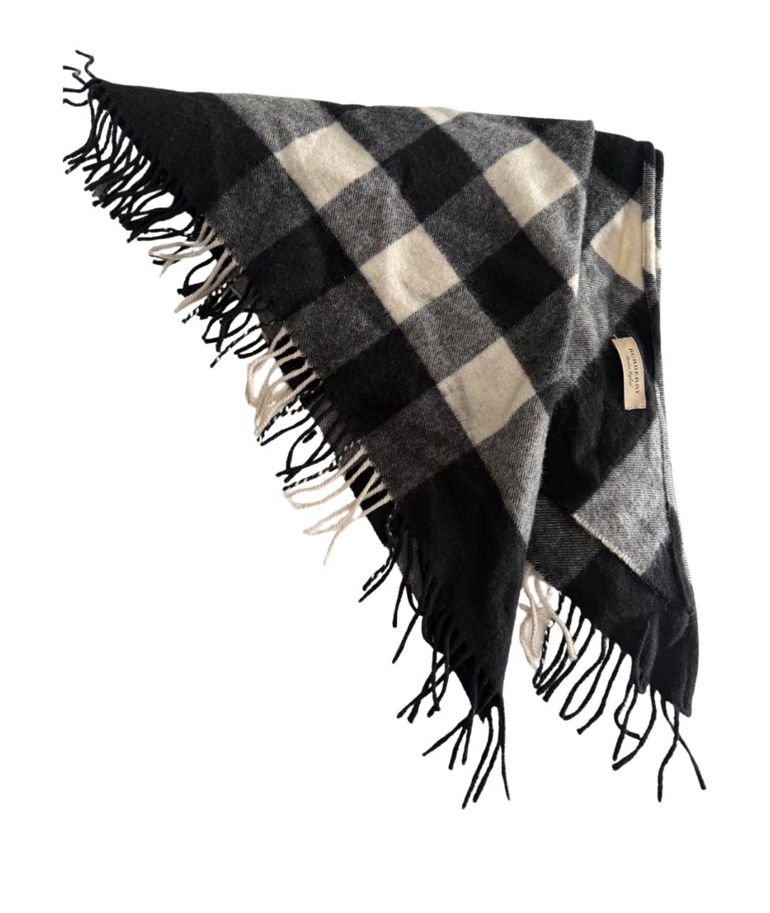 BURBERRY Черный шерстяной шарф, фото 1