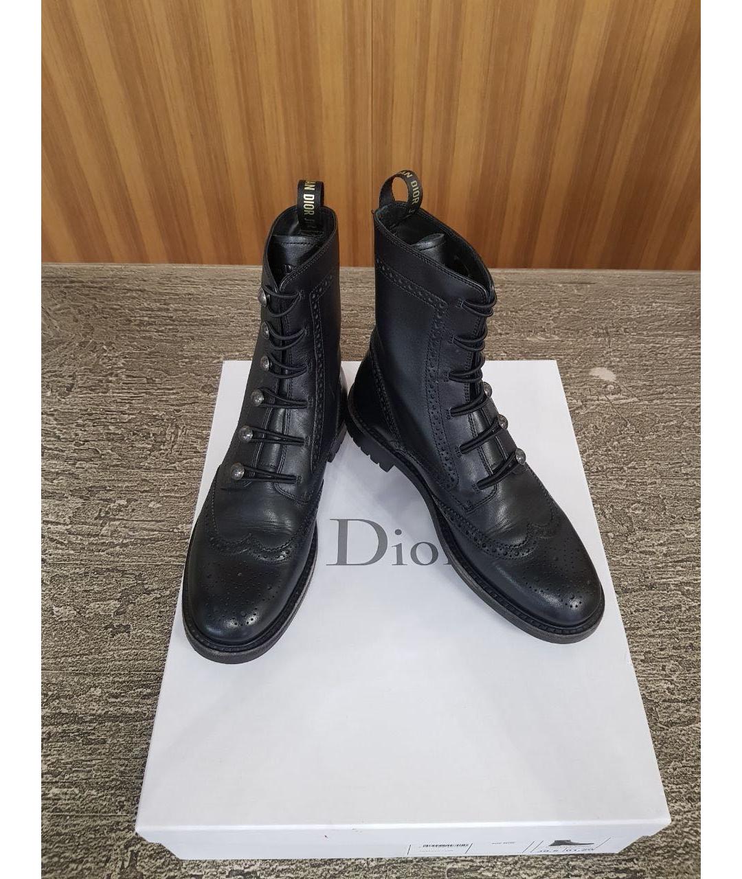 CHRISTIAN DIOR Черные кожаные ботинки, фото 2