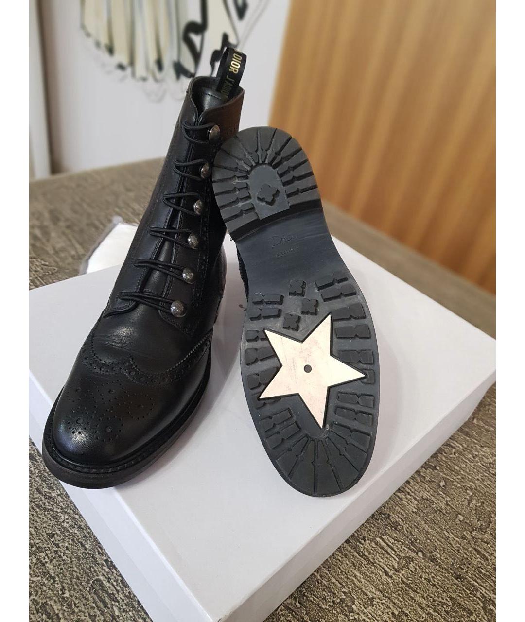 CHRISTIAN DIOR Черные кожаные ботинки, фото 6