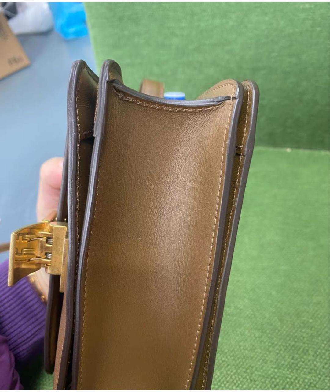 CELINE Коричневая кожаная сумка через плечо, фото 5