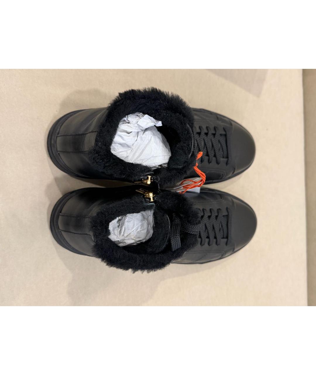 SANTONI Черные кожаные высокие кроссовки / кеды, фото 3