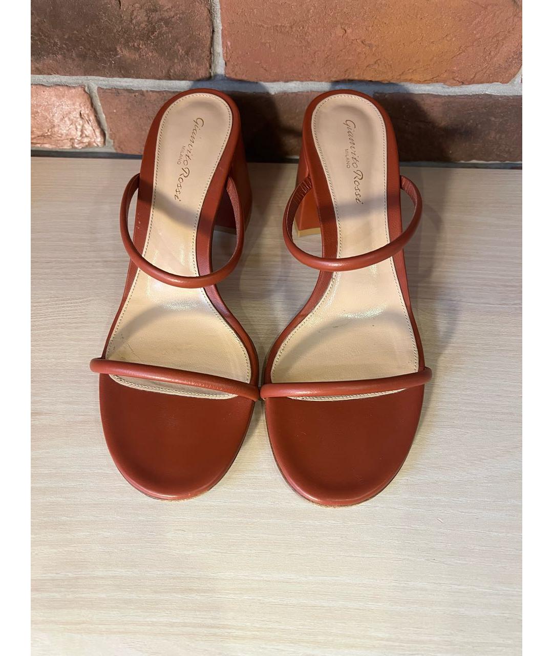 GIANVITO ROSSI Коралловые кожаные мюли, фото 2