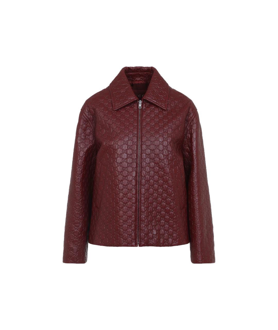 GUCCI Бордовая кожаная куртка, фото 1