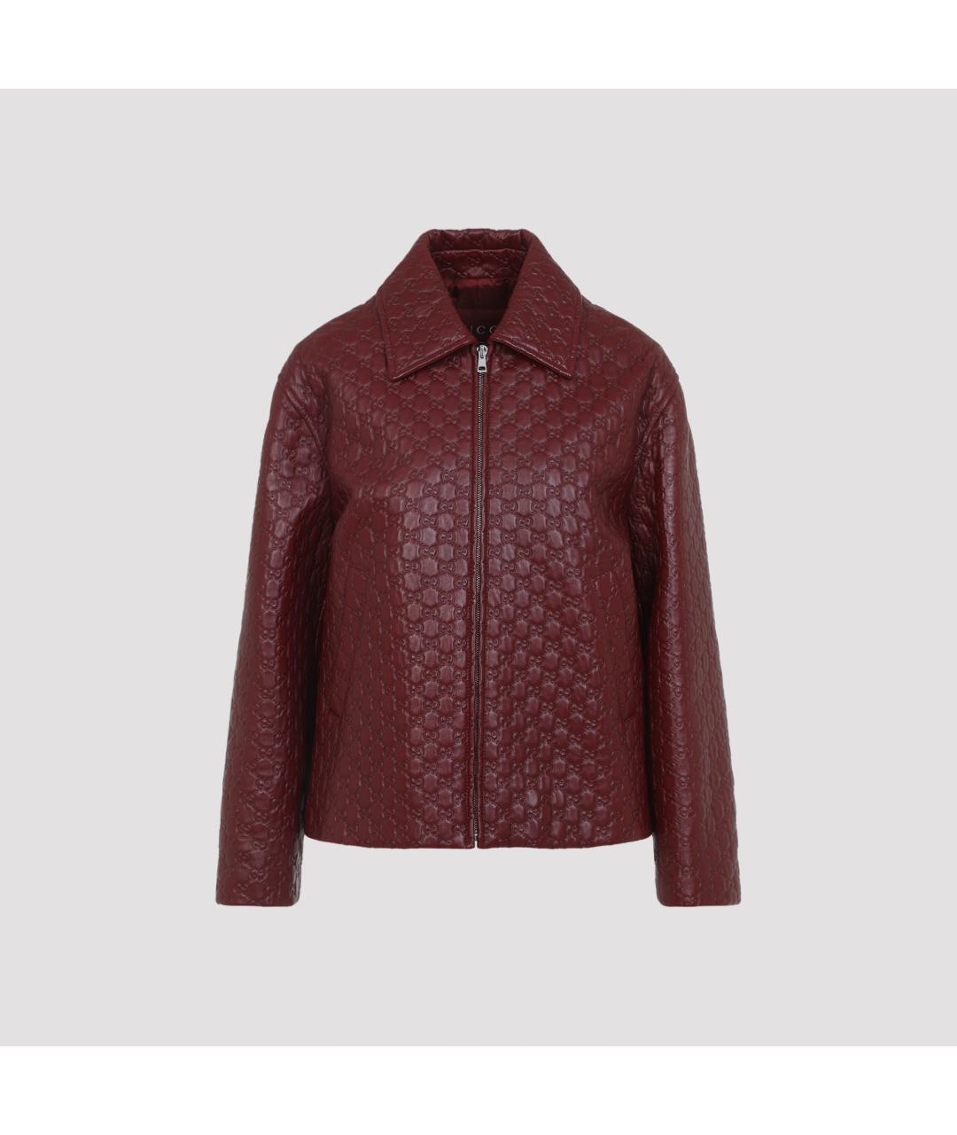 GUCCI Бордовая кожаная куртка, фото 3