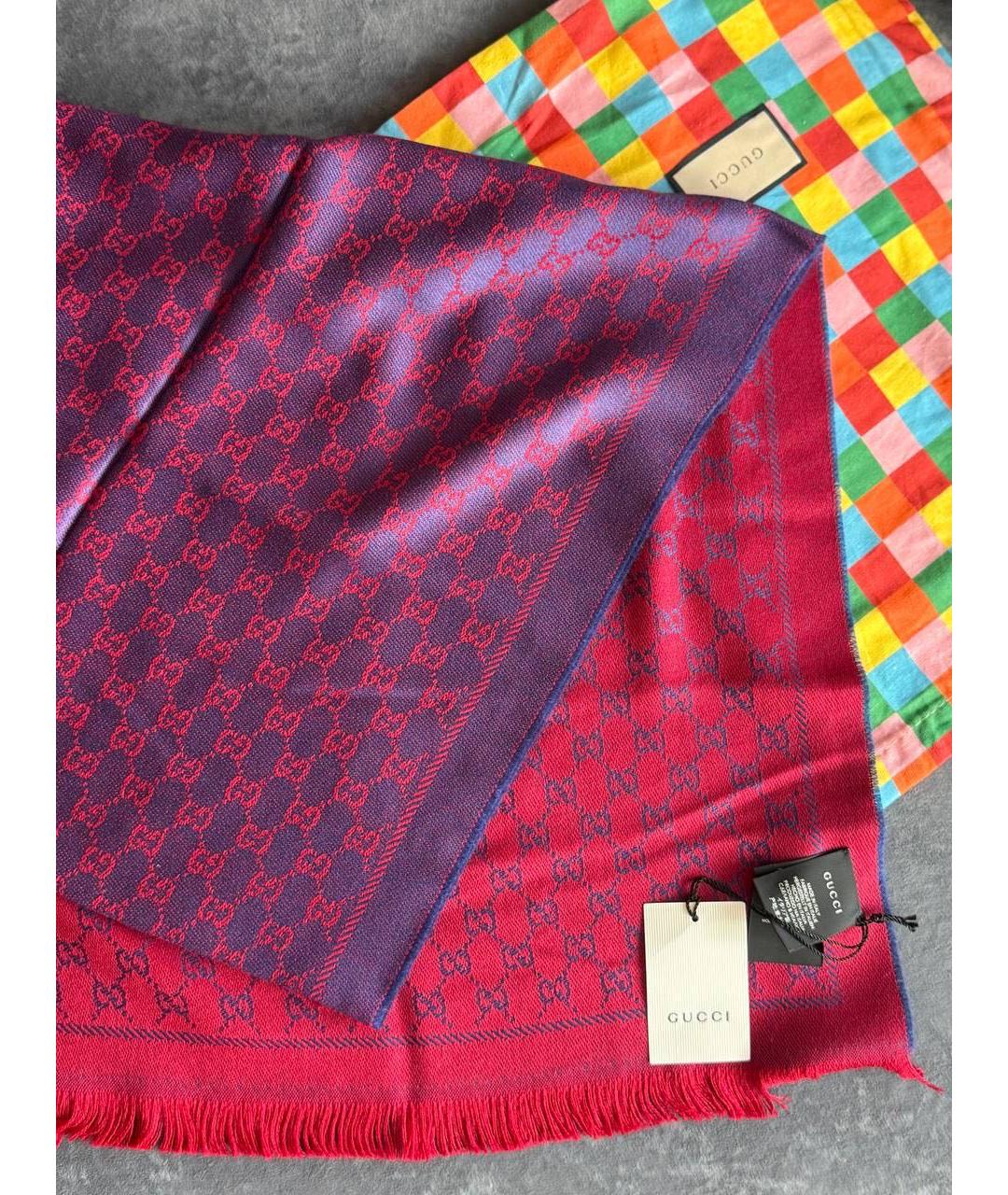 GUCCI Фиолетовый шерстяной шарф, фото 2