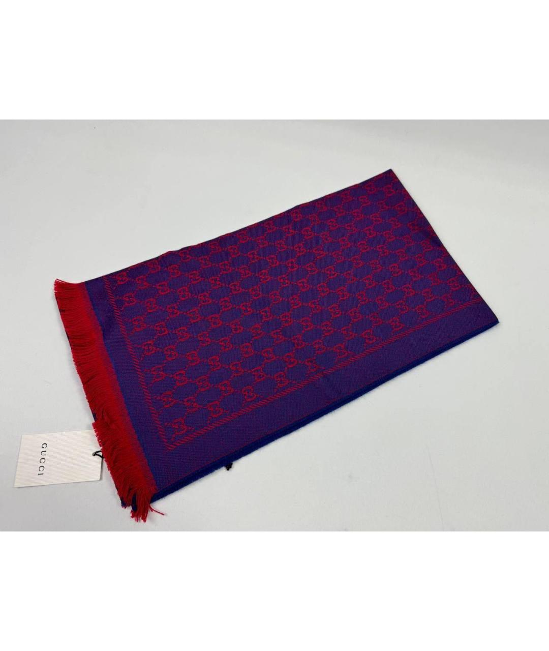 GUCCI Фиолетовый шерстяной шарф, фото 3