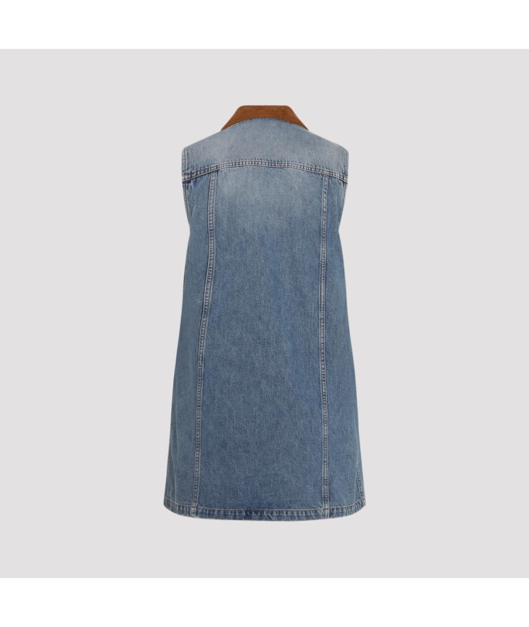 VERSACE Синее хлопковое повседневное платье, фото 2