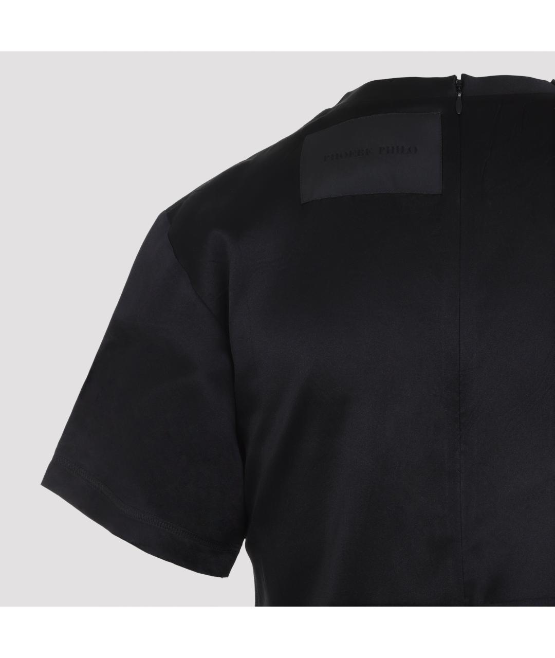 PHOEBE PHILO Черная шелковая футболка, фото 5