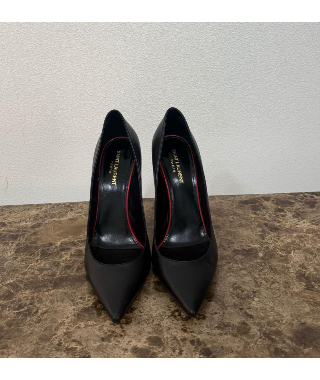 SAINT LAURENT Черные кожаные туфли, фото 2