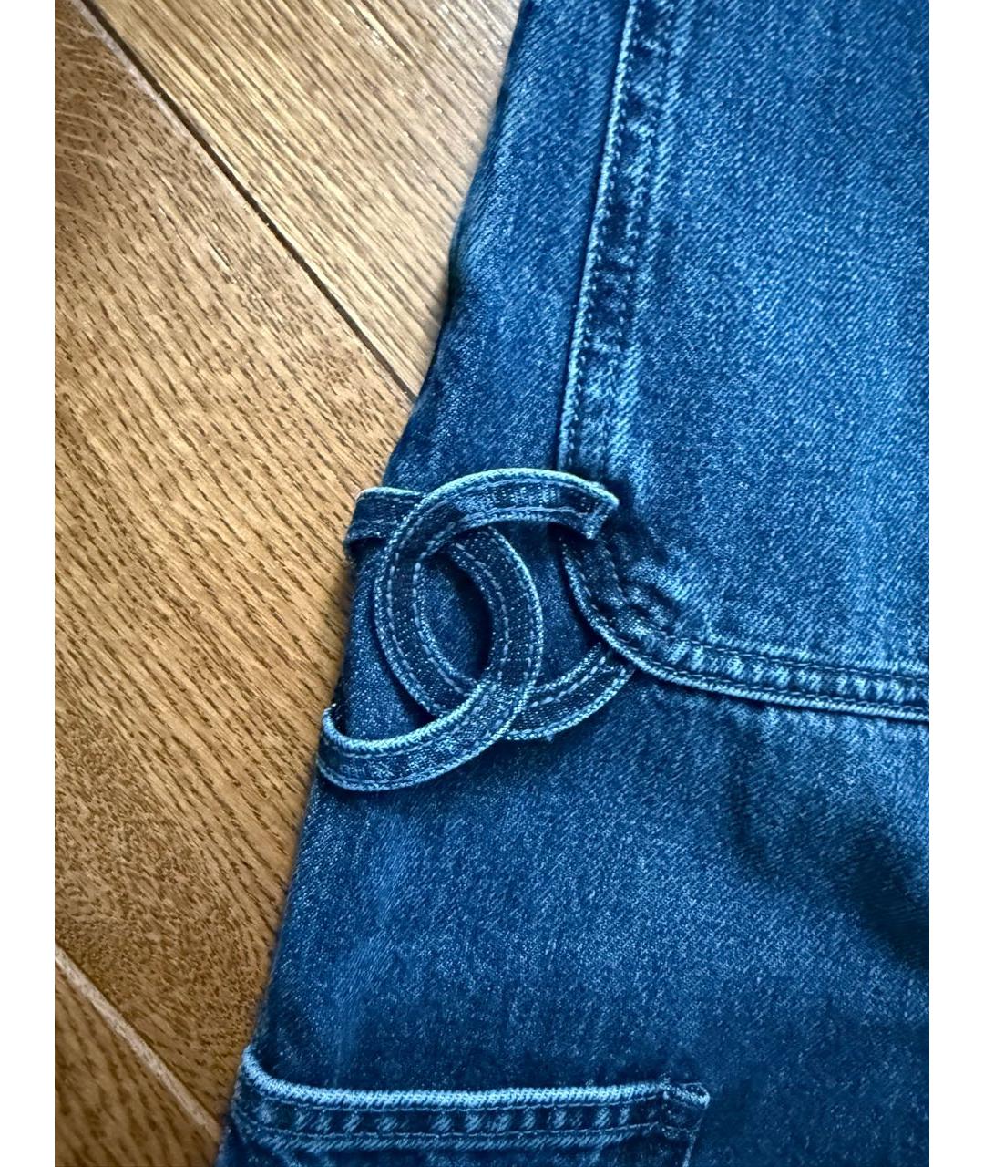 CHANEL Синие хлопковые прямые джинсы, фото 4
