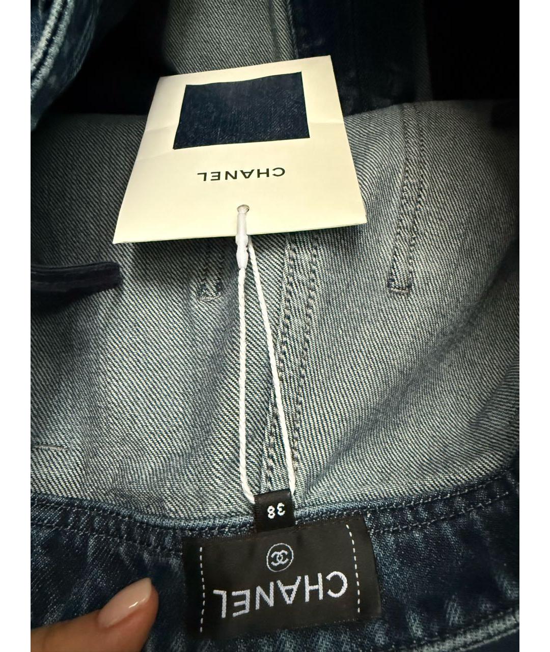 CHANEL Синие хлопковые прямые джинсы, фото 3